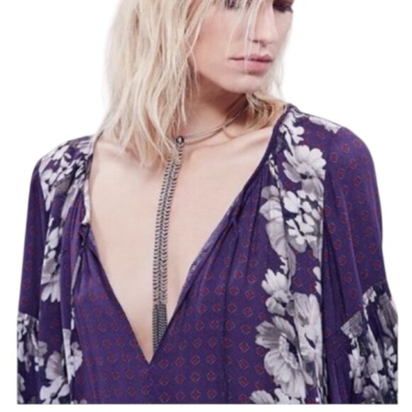Free People purple floral sunset boulevard romper - Picture 3 of 10